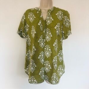 Fabindia Women’s Green Cotton Printed Hand Block Printed Tunic Small